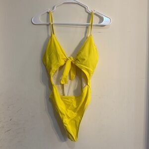 NEVER WORN Yellow Cutout One-Piece Swimsuit